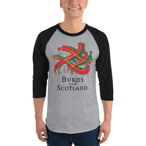 Image of Clan Burns Tartan Scottish Sleeve Baseball Tee