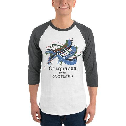 Image of Clan Colquhoun Tartan Scottish Sleeve Baseball Tee