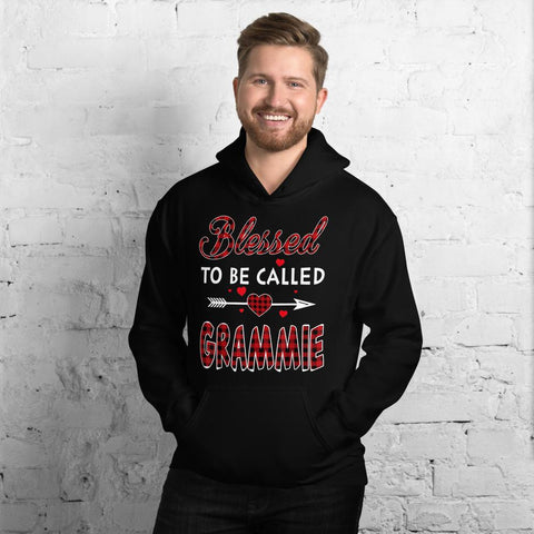 Image of Blessed To Be Called Grammie-Red Tartan Plaid Grandma Christmas Hooded Sweatshirt