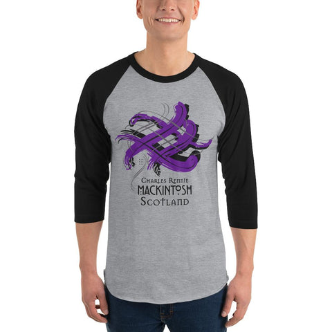 Image of Clan Charles Rennie Mackintosh Tartan Scottish Sleeve Baseball Tee