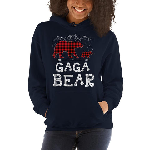 Image of Gaga Bear Christmas Pajama Tartan Red Plaid Buffalo Family Gifts Christmas Hooded Sweatshirt