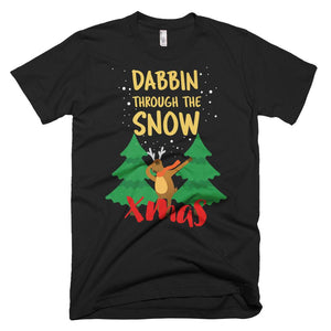 Dabbing Reindeer Hat Man Woman Kids Costume Xmas Premium Christmas T-Shirt