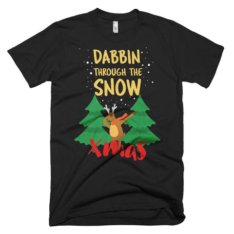 Image of Dabbing Reindeer Hat Man Woman Kids Costume Xmas Premium Christmas T-Shirt