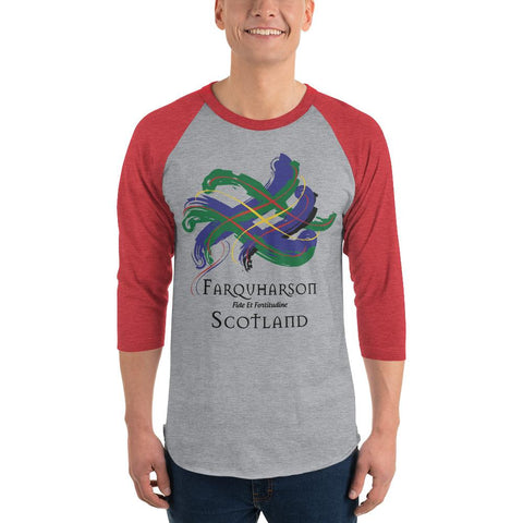 Image of Clan Farquharson Tartan Scottish Sleeve Baseball Tee