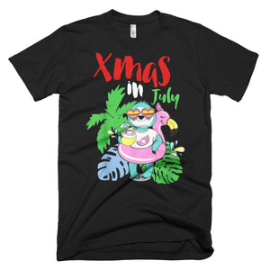 Cute Sloth Flamingo Float Xmas In July Christmas T-Shirt