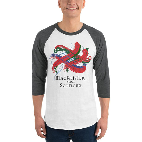 Image of Clan MacAlister Tartan Scottish Sleeve Baseball Tee