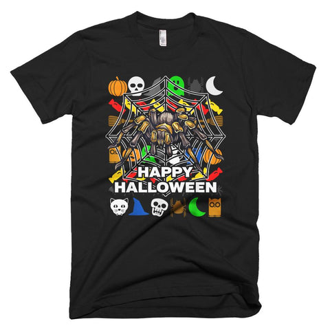 Image of Happy Halloween Tarantula Spider Web Ugly Halloween T-Shirt