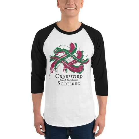 Image of Clan Crawford Tartan Scottish Sleeve Baseball Tee