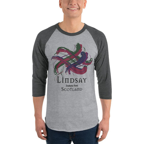 Image of Clan Lindsay Tartan Scottish Sleeve Baseball Tee