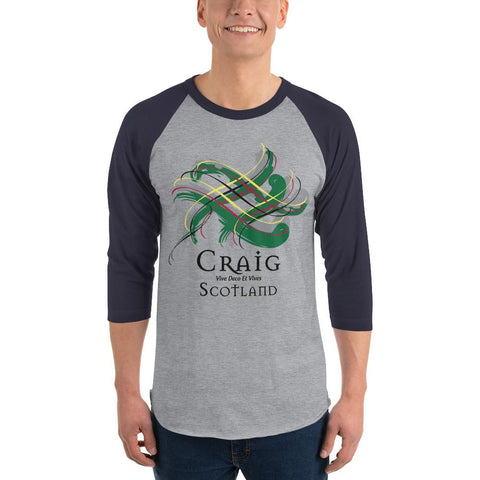 Image of Clan Craig Tartan Scottish Sleeve Baseball Tee