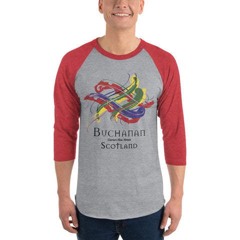 Image of Clan Buchanan Tartan Scottish Sleeve Baseball Tee