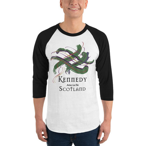 Image of Clan Kennedy Tartan Scottish Sleeve Baseball Tee