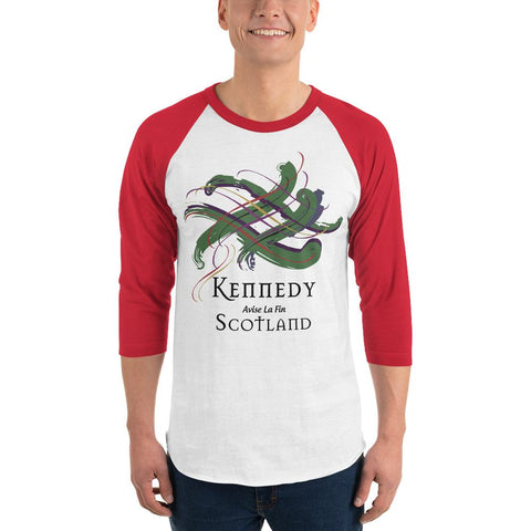 Image of Clan Kennedy Tartan Scottish Sleeve Baseball Tee