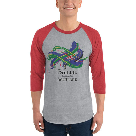 Image of Clan Baillie Tartan Scottish Sleeve Baseball Tee