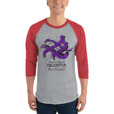 Image of Clan Charles Rennie Mackintosh Tartan Scottish Sleeve Baseball Tee