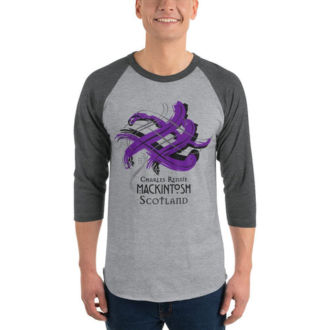 Image of Clan Charles Rennie Mackintosh Tartan Scottish Sleeve Baseball Tee