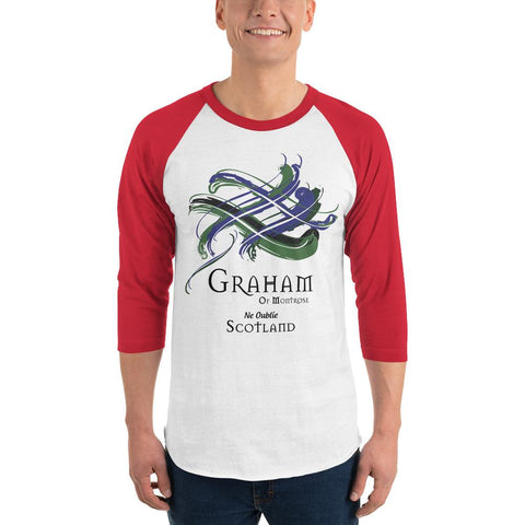 Image of Clan Graham of Montrose Tartan Scottish Sleeve Baseball Tee