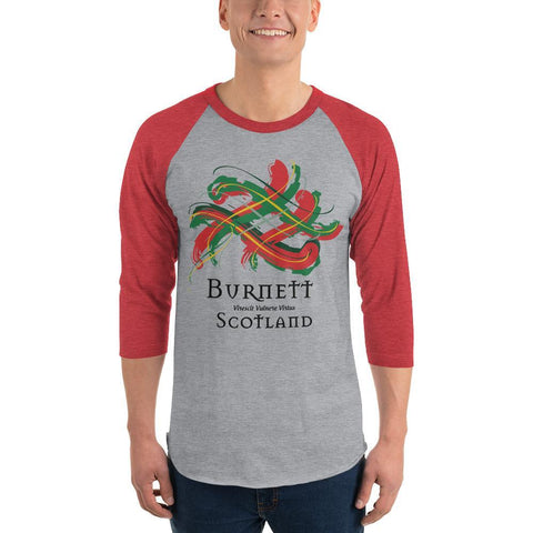 Image of Clan Burnett Tartan Scottish Sleeve Baseball Tee