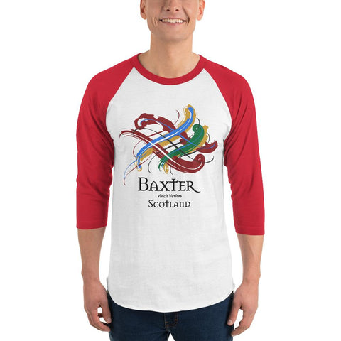 Image of Clan Baxter Tartan Scottish Sleeve Baseball Tee