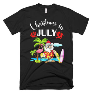 Xmas In July Shirt Flamingo And Hawaiian Luau Costume Christmas T-Shirt