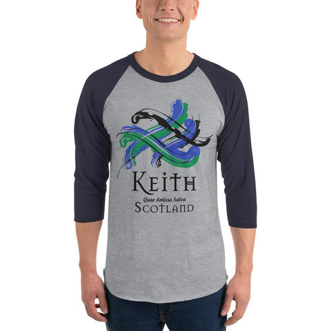 Image of Clan Keith Classic Tartan Scottish Sleeve Baseball Tee