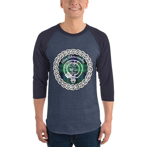 Image of Abercrombie Scottish Clan Tartan Crest Badge Sleeve Baseball Tee