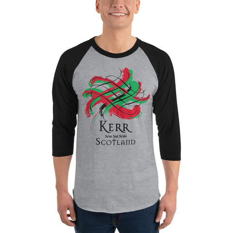 Image of Clan Kerr Tartan Scottish Sleeve Baseball Tee