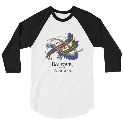 Image of Clan Balfour Tartan Scottish Sleeve Baseball Tee