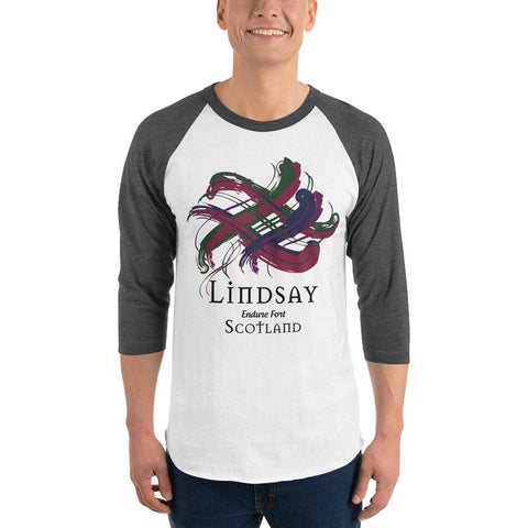 Image of Clan Lindsay Tartan Scottish Sleeve Baseball Tee