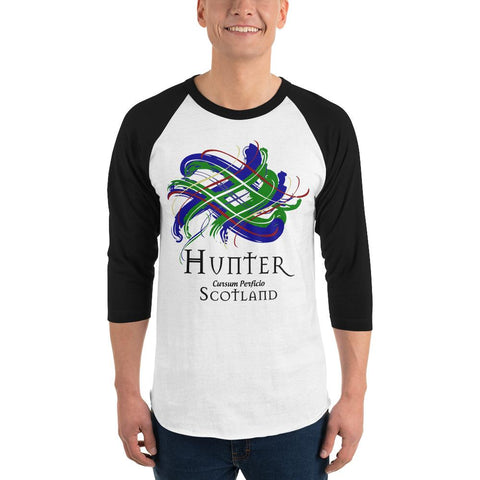 Image of Clan Hunter Tartan Scottish Sleeve Baseball Tee