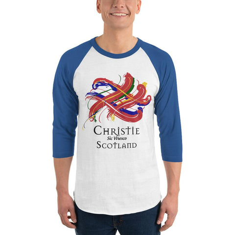 Image of Clan Christie Tartan Scottish Sleeve Baseball Tee