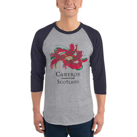 Image of Clan Cameron Tartan Scottish Sleeve Baseball Tee