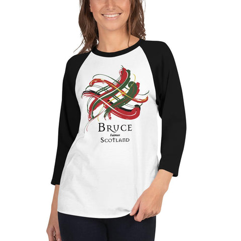 Image of Clan Bruce Tartan Scottish Sleeve Baseball Tee