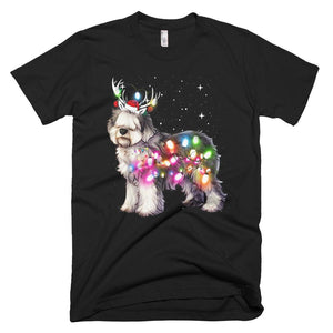 Xmas Lights Olde English Sheepdog Dog Funny Christmas T-Shirt