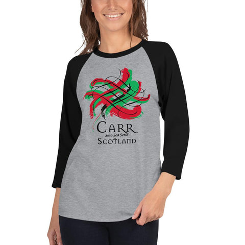 Image of Clan Carr Tartan Scottish Sleeve Baseball Tee