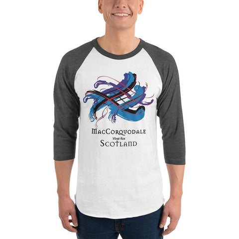 Image of Clan MacCorquodale Tartan Scottish Sleeve Baseball Tee