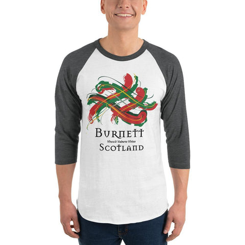 Image of Clan Burnett Tartan Scottish Sleeve Baseball Tee