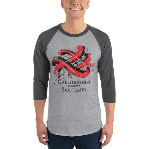 Image of Clan Cunningham Tartan Scottish Sleeve Baseball Tee