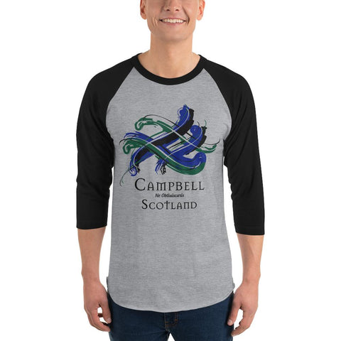 Image of Clan Campbell Tartan Scottish Sleeve Baseball Tee