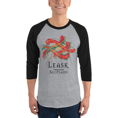 Image of Clan Leask Tartan Scottish Sleeve Baseball Tee