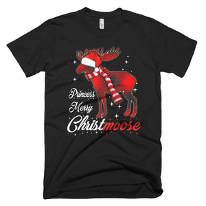 Princess Moose Plaid Tartan Christmas T-Shirt Matching Family Christmas