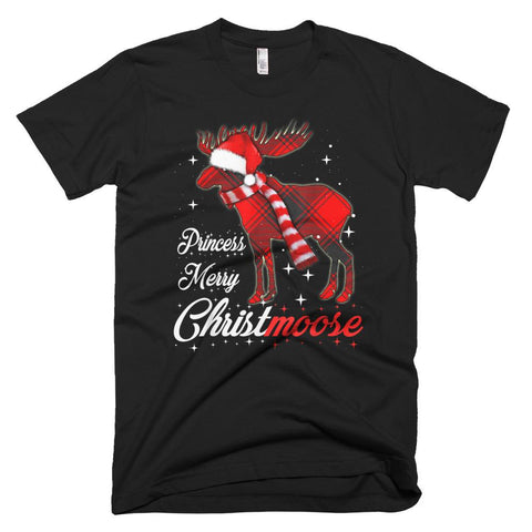 Image of Princess Moose Plaid Tartan Christmas T-Shirt Matching Family Christmas