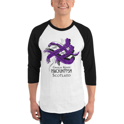 Image of Clan Charles Rennie Mackintosh Tartan Scottish Sleeve Baseball Tee