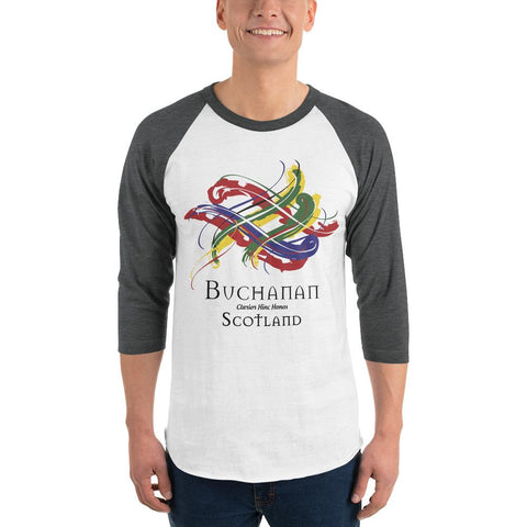 Image of Clan Buchanan Tartan Scottish Sleeve Baseball Tee