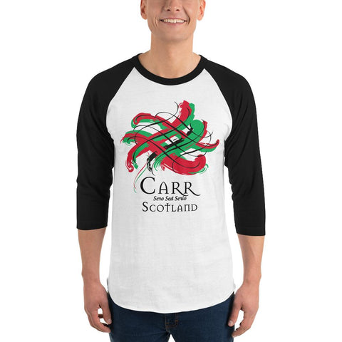 Image of Clan Carr Tartan Scottish Sleeve Baseball Tee