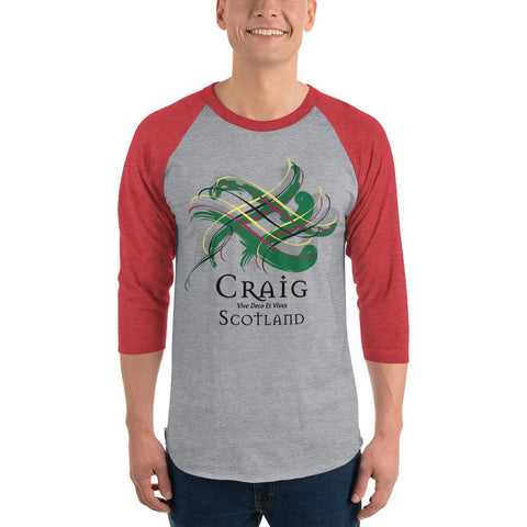 Image of Clan Craig Tartan Scottish Sleeve Baseball Tee