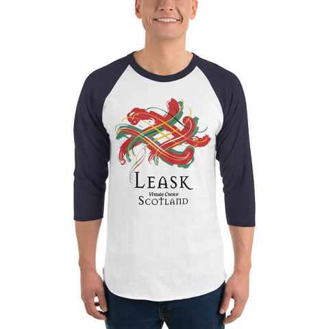 Image of Clan Leask Tartan Scottish Sleeve Baseball Tee