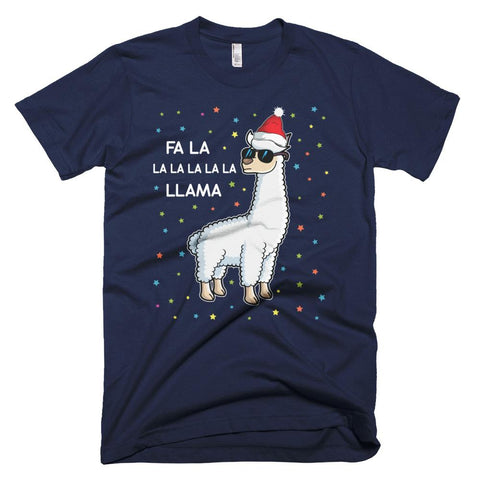 Image of Great gift Fa La La Llama Christmas T-Shirt Santa Hat Alpaca Sleeve Tee Need cool