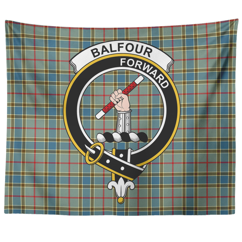 Image of Wall Tapestry Balfour Tartan Clan Badge Scottish - shirtskishirt