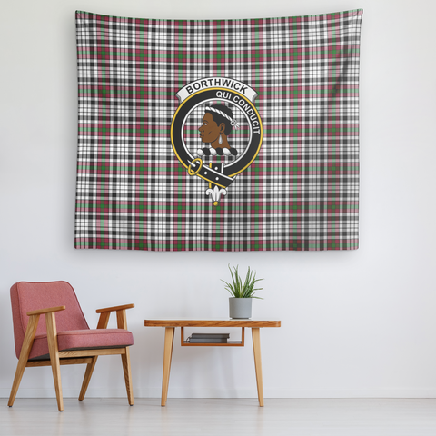 Image of Wall Tapestry Borthwick Tartan Clan Badge Scottish